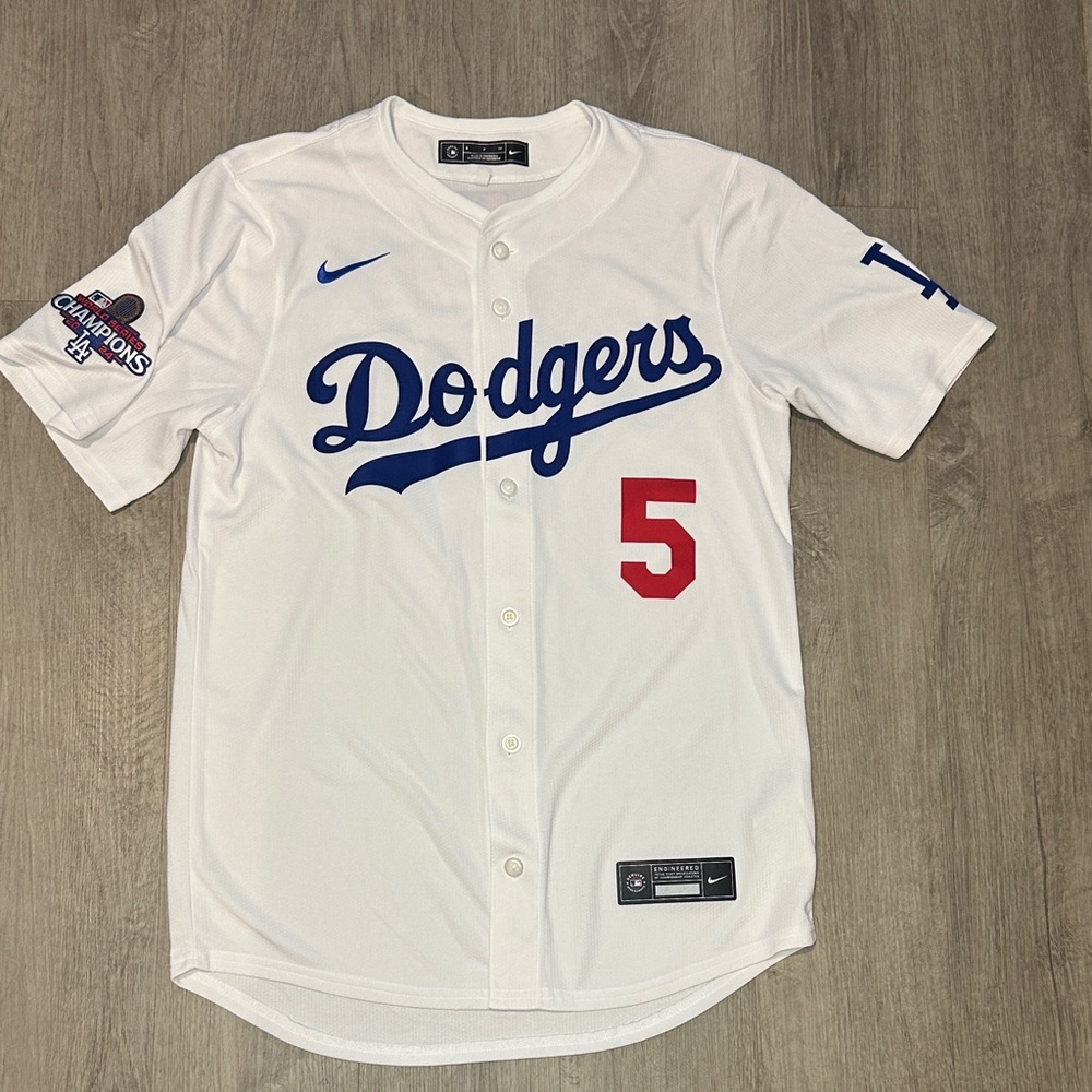 Nike White Dodgers Jersey with Blue and Red Accents